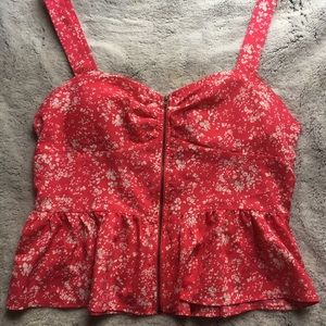 Pink floral peplum crop top